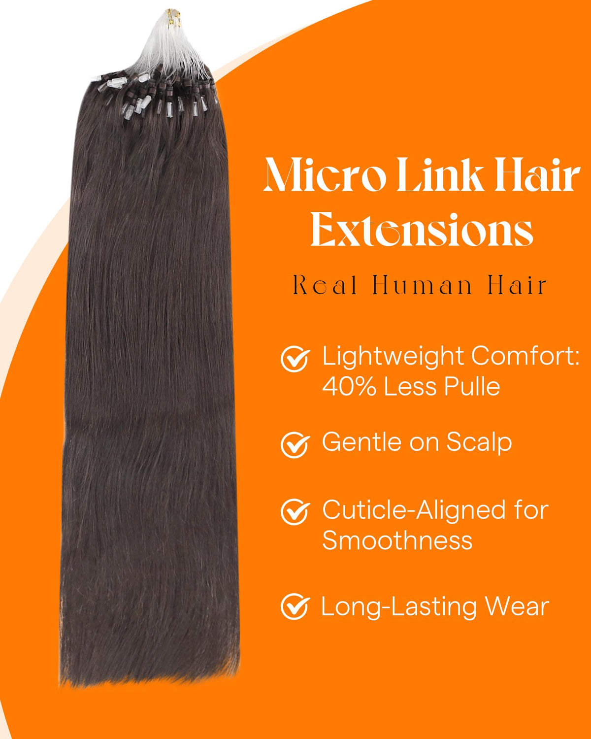 Sunny Hair Microbead Hair Extensions Mocha Brown displayed with styling tools