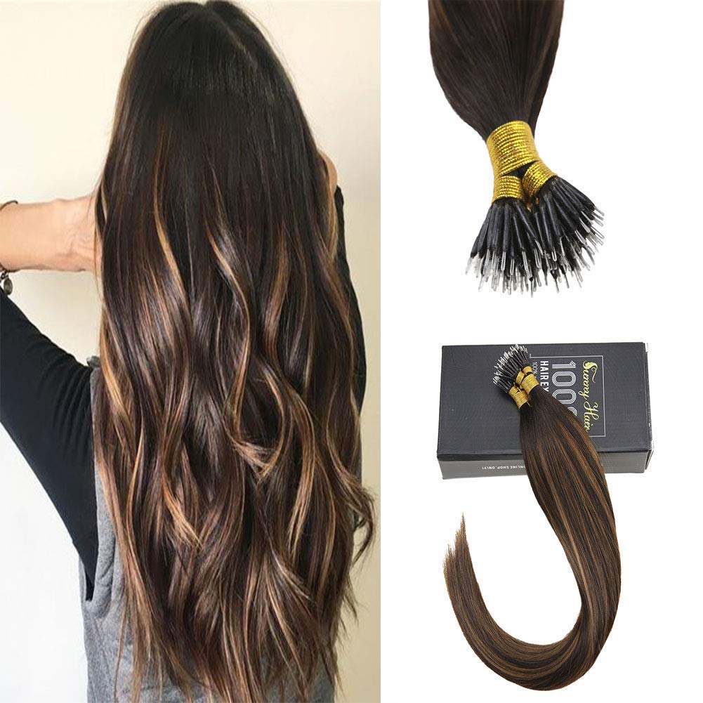 Sunny Hair Nano Bead Real Human Hair Extensions 16 Inch front view