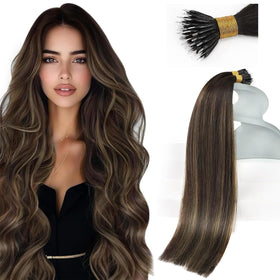 Sunny Hair Nano Hair Extensions Dark Brown Balayage front view