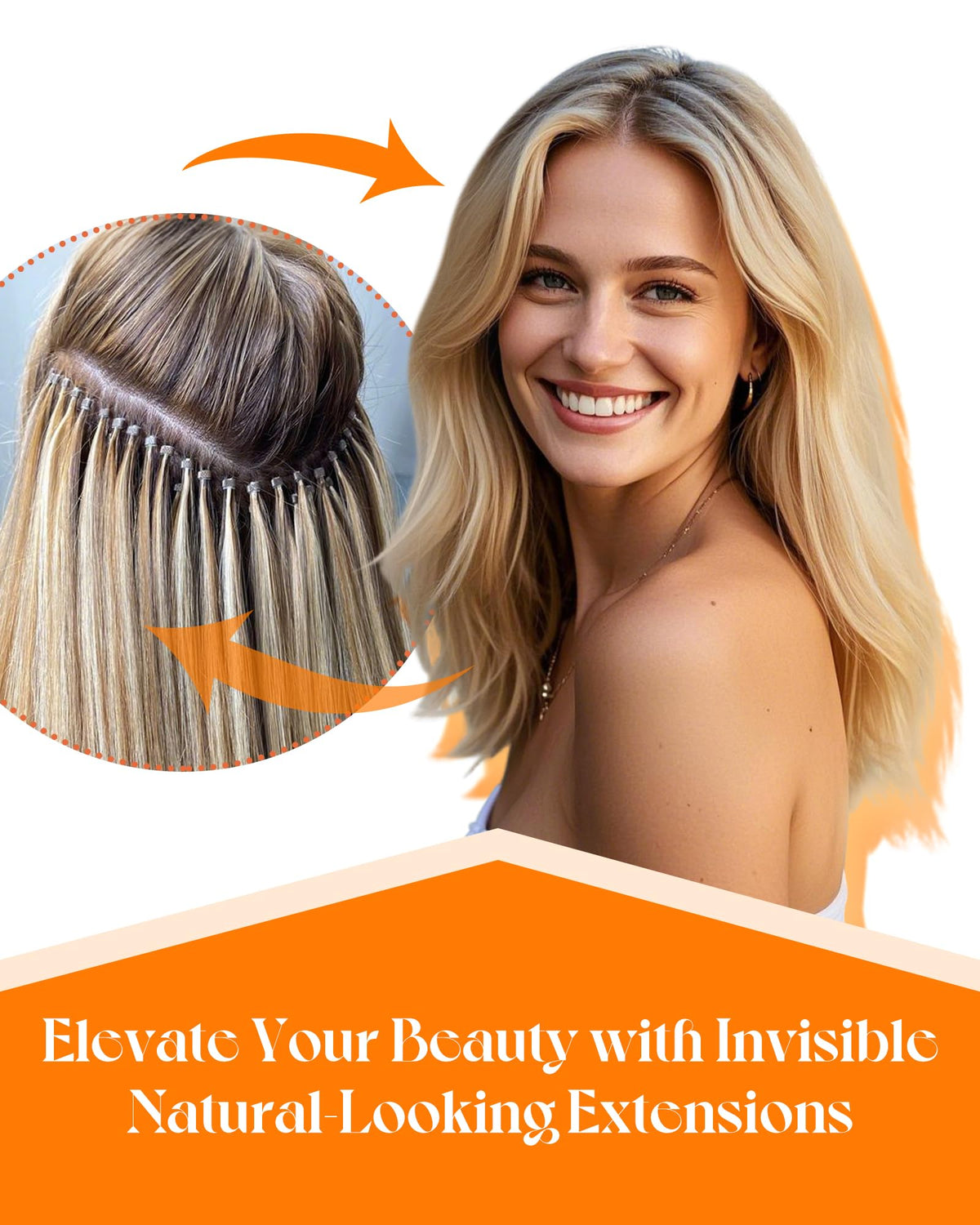 Sunny Hair Nano Ring Hair Extensions displayed with styling tools