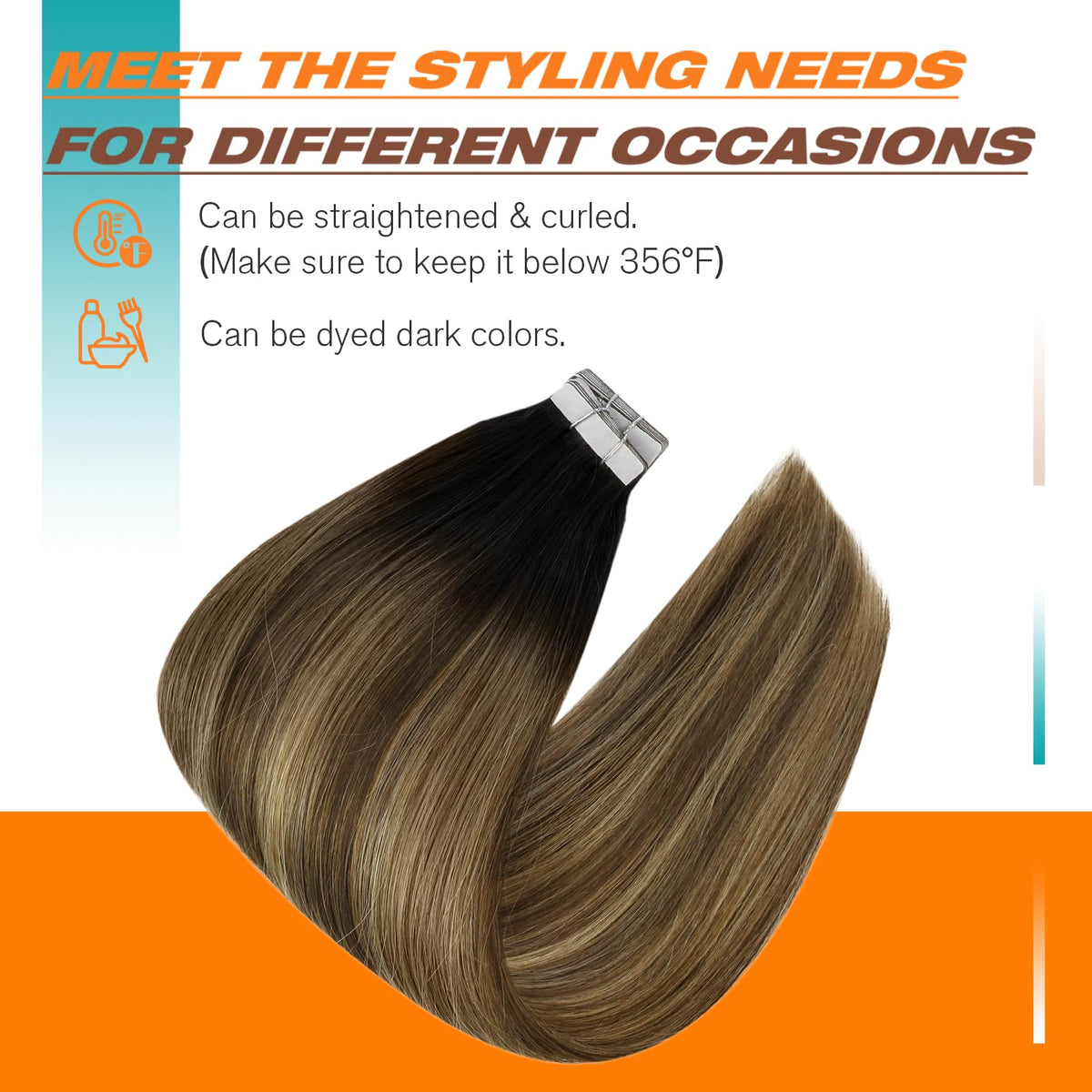 Sunny Hair Ombre Tape in Hair Extensions displayed on a model