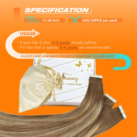 Sunny Hair Ombre Tape in Hair Extensions showing texture