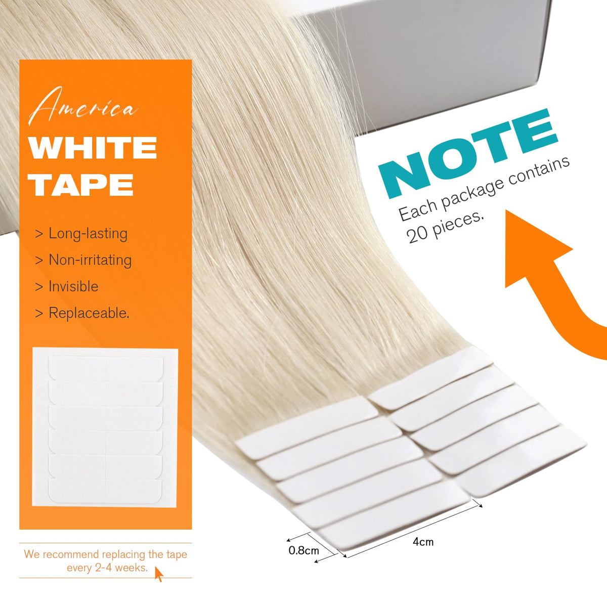 Sunny Hair Tape Extensions displayed on a model
