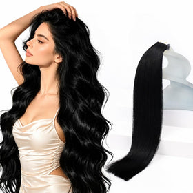 Sunny Hair Tape in Extensions 20 Inch Jet Black front view