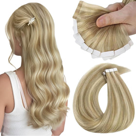 Sunny Hair Tape in Extensions 24 Inch Highlight Blonde front view