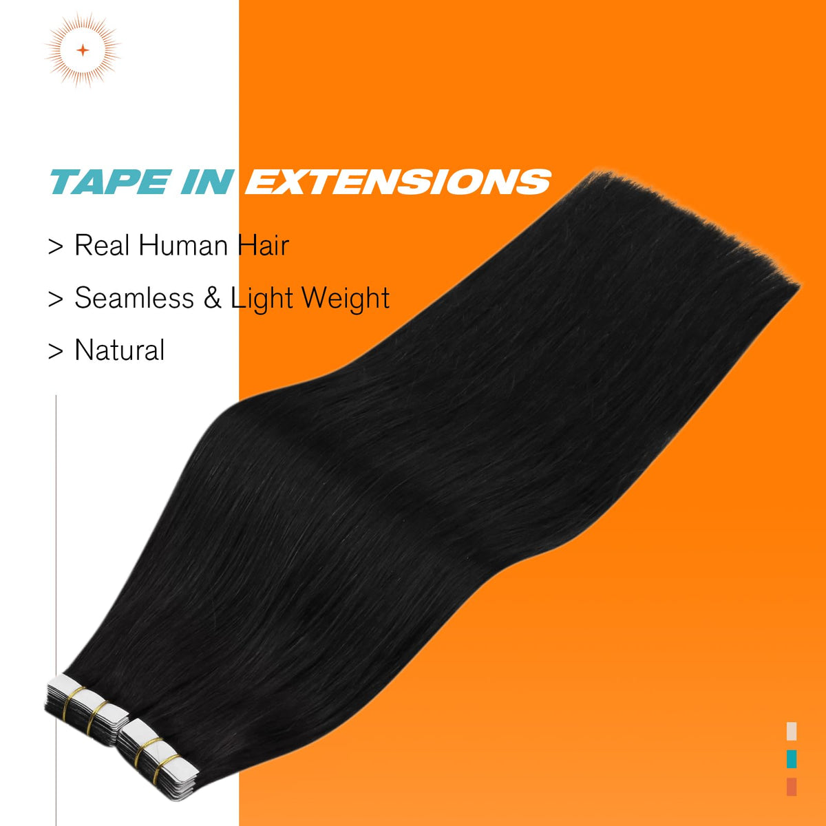 Sunny Hair Tape in Extensions 26 Inch Natural Black packaging