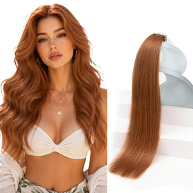 Sunny Hair Tape in Extensions Copper 18 Inch front view