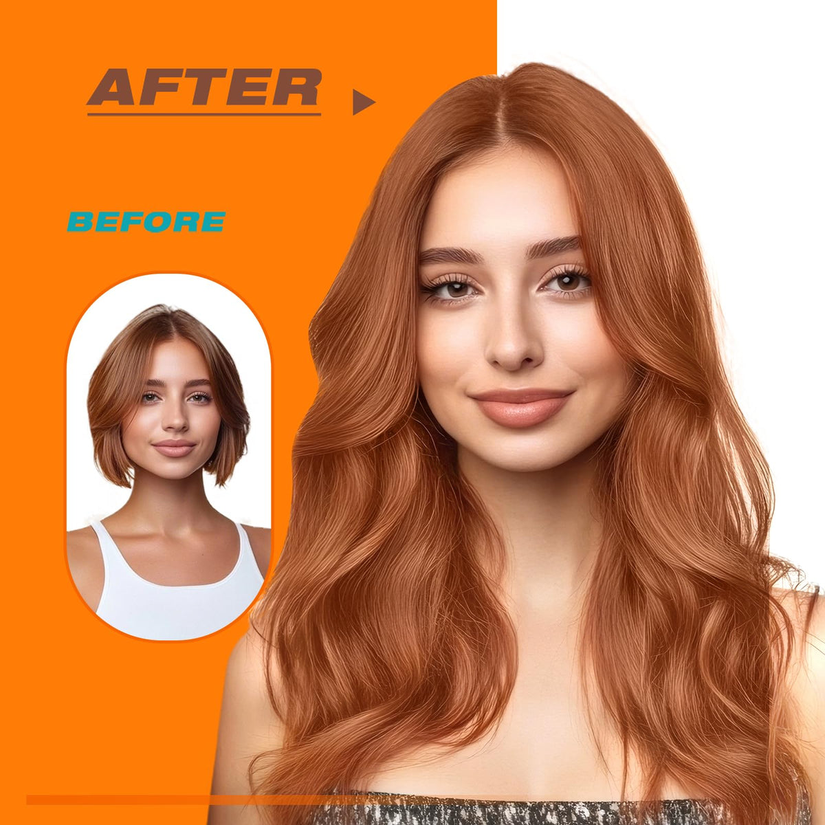 Sunny Hair Tape in Extensions Copper Orange with replacement strips
