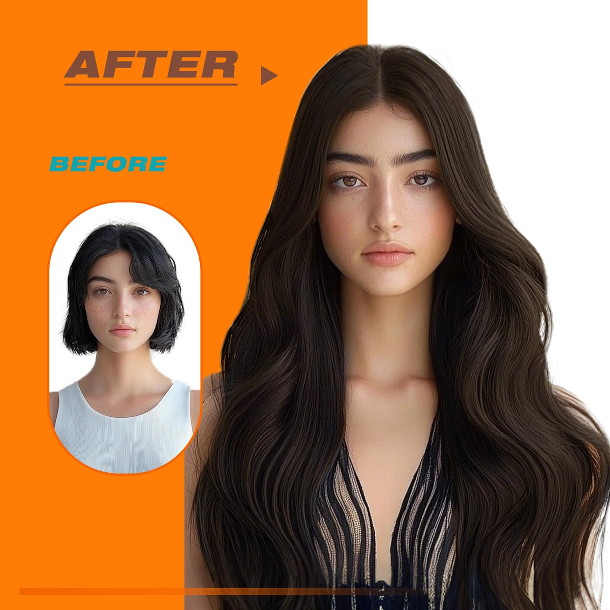 Sunny Hair Tape in Extensions Dark Brown showing texture