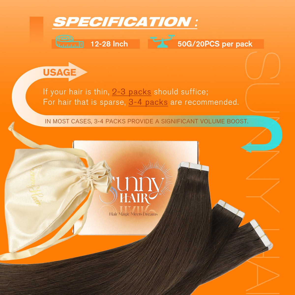 Sunny Hair Tape in Extensions displayed on a flat surface