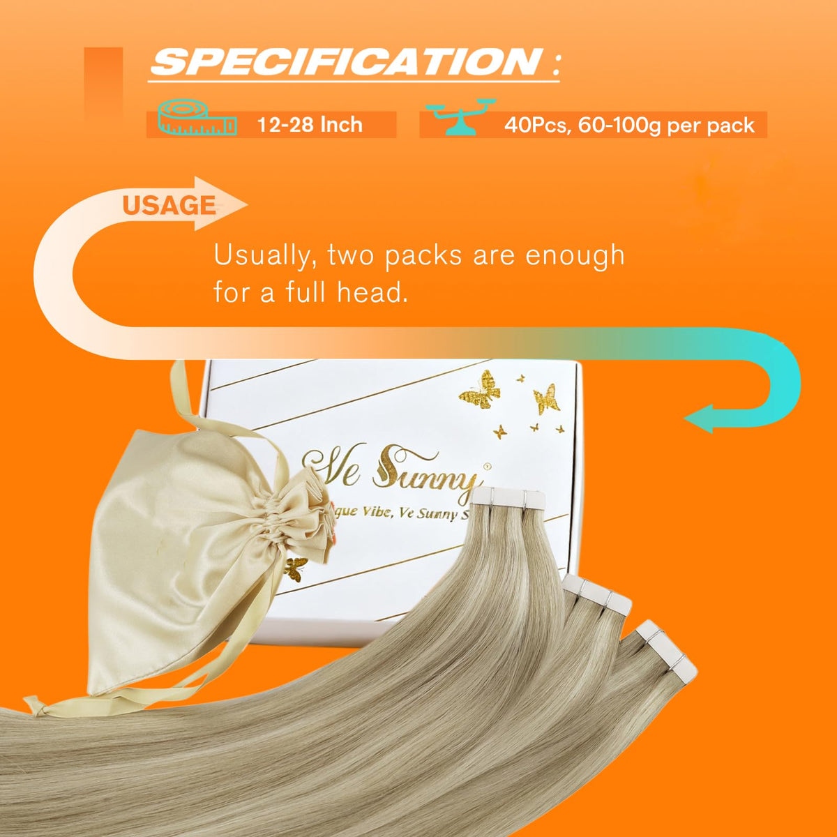 Sunny Hair Tape in Extensions displayed on a model
