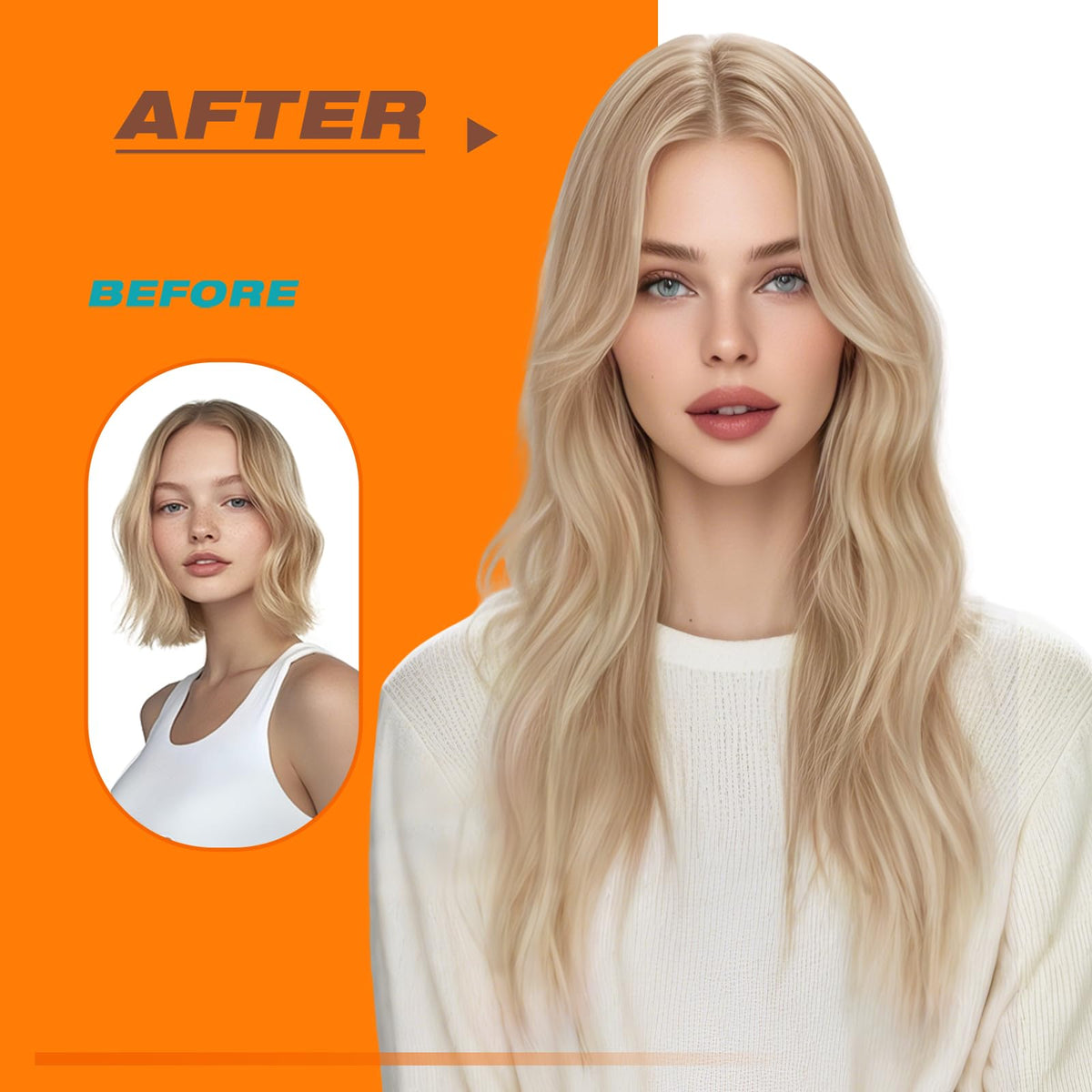 Sunny Hair Tape in Extensions displayed with heat styling tools