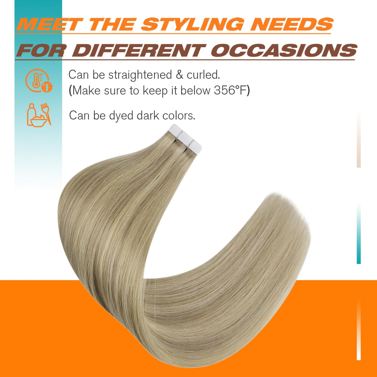 Sunny Hair Tape in Extensions displayed with styling tools