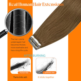 Sunny Hair Tape in Extensions Light Brown being applied