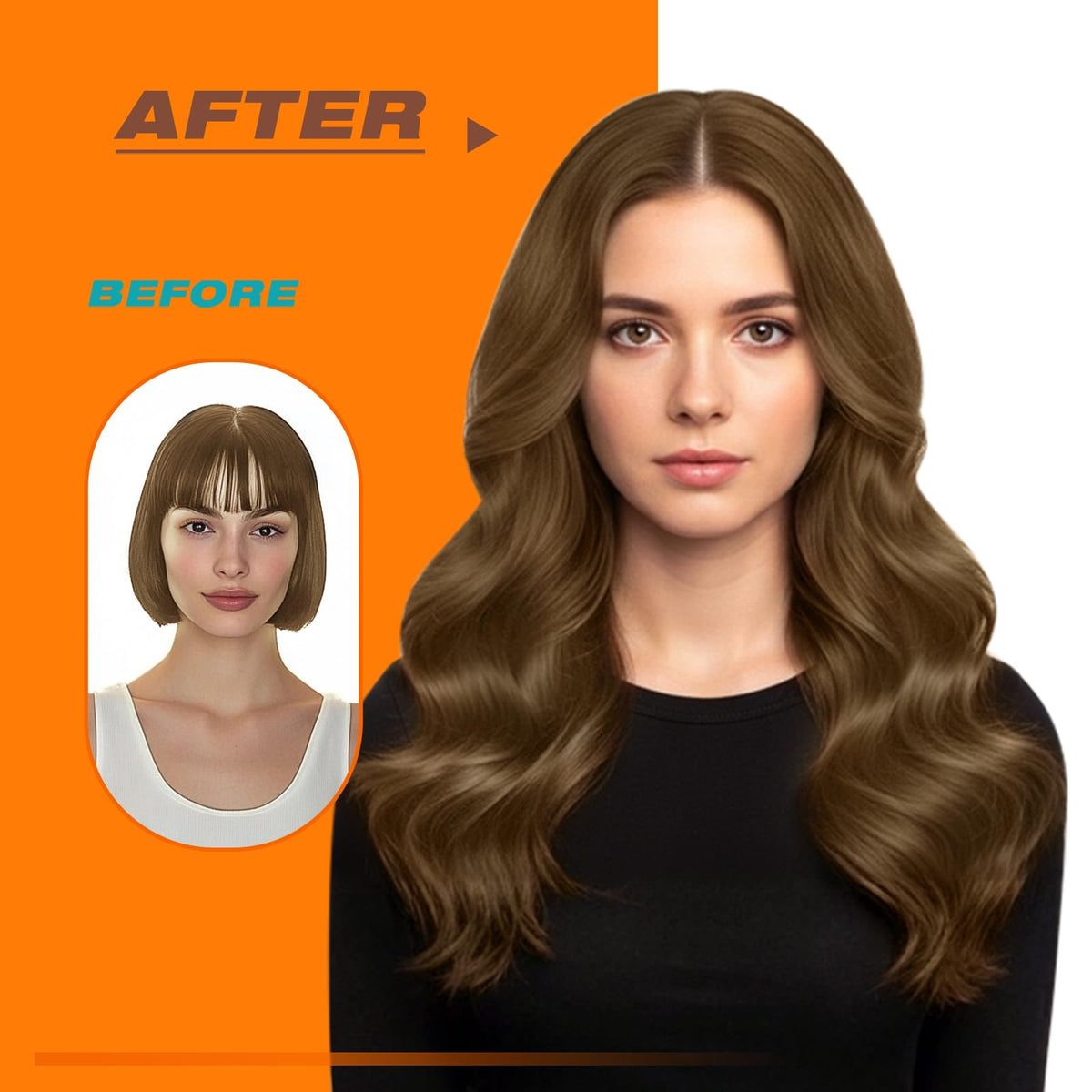 Sunny Hair Tape in Extensions Light Chestnut Brown with styling tools