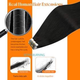 Sunny Hair Tape in Extensions Natural Black with styling tools