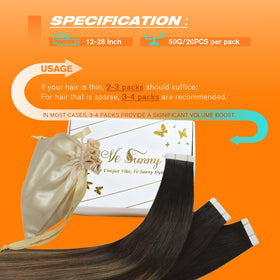 Sunny Hair Tape-in Extensions Ombre 20in side view