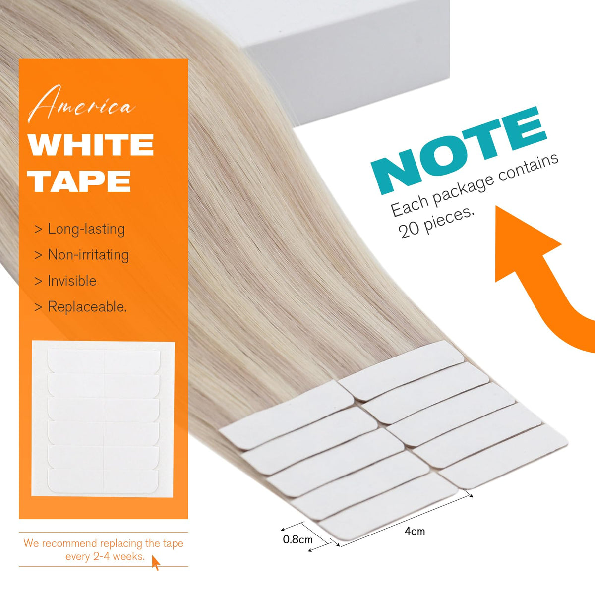 Sunny Hair Tape in Extensions packaging display