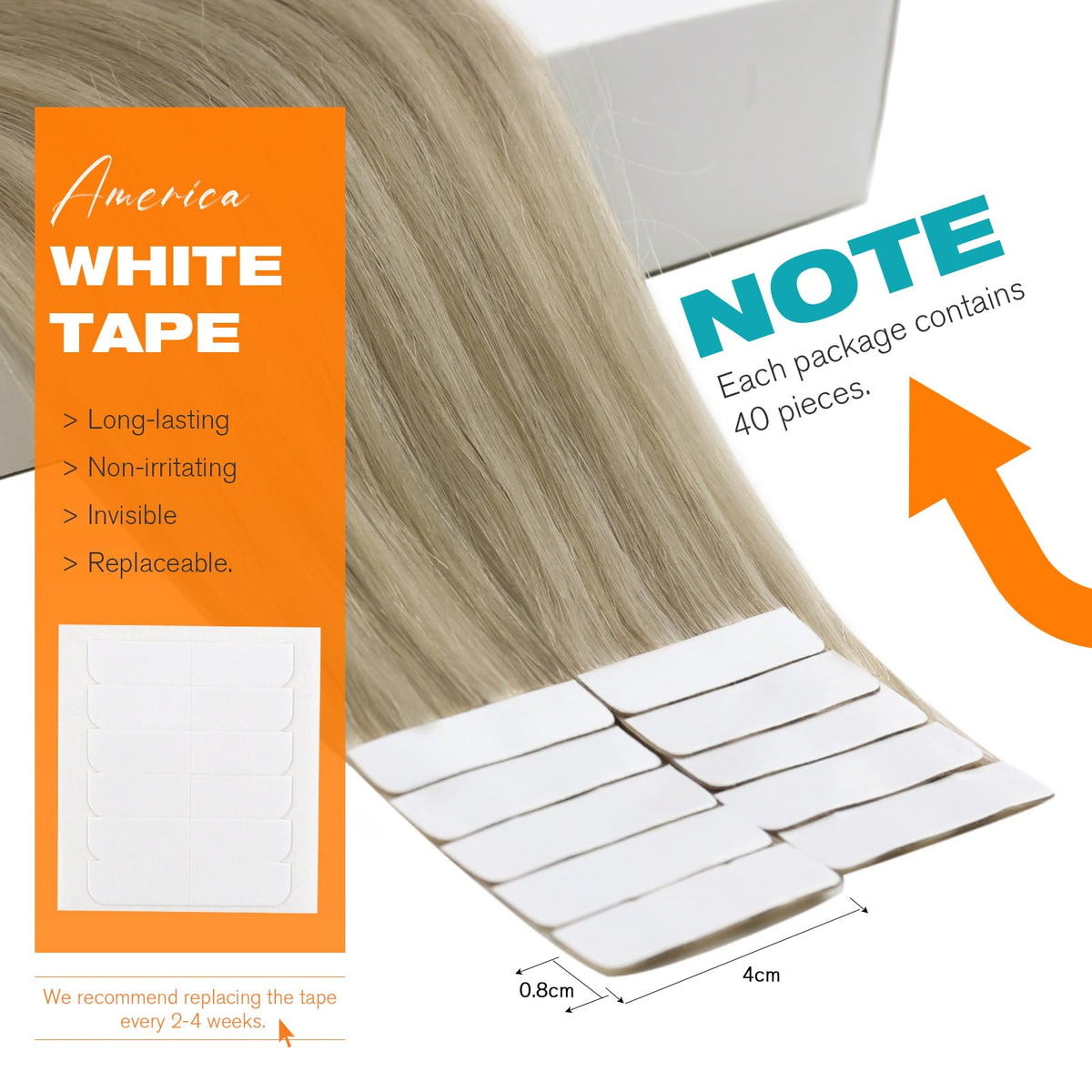 Sunny Hair Tape in Extensions packaging with replacement tapes