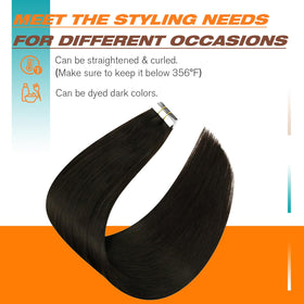 Sunny Hair Tape in Extensions styled in loose curls