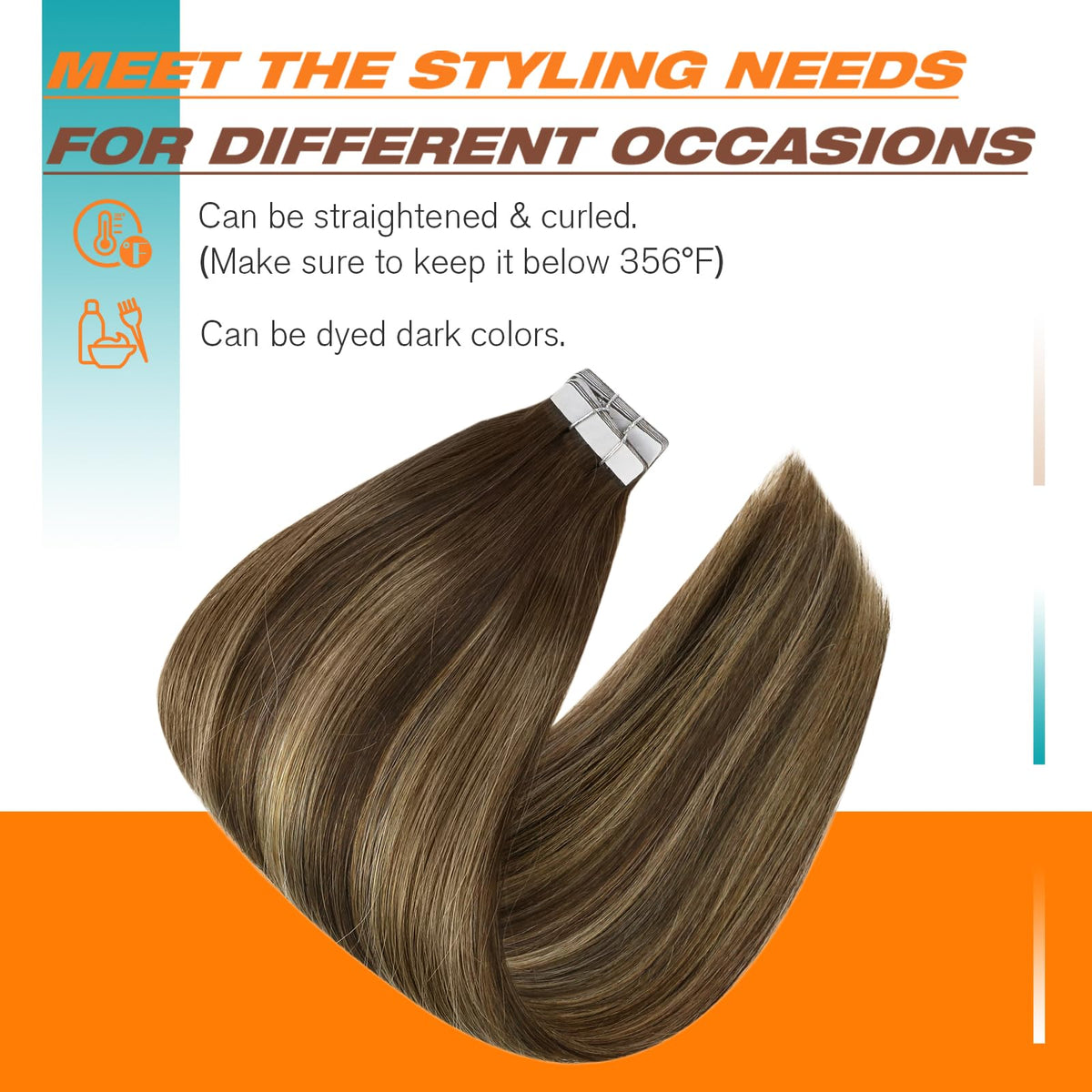 Sunny Hair Tape in Extensions styled in wavy hair