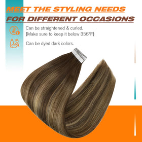 Sunny Hair Tape in Extensions styled in wavy hair