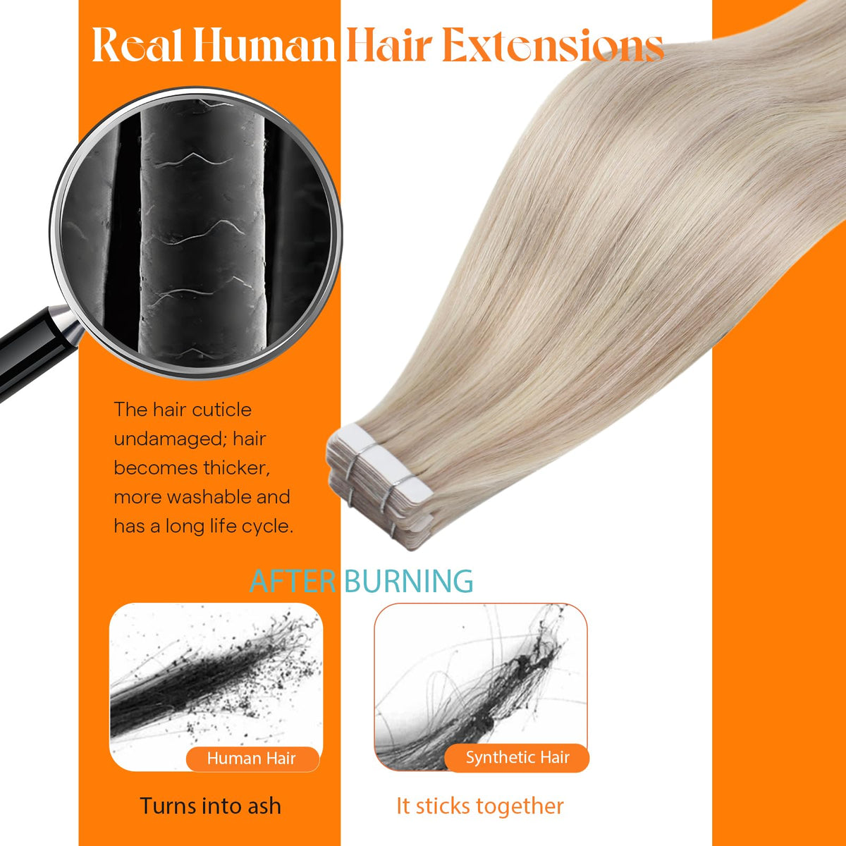 Sunny Hair Tape in Extensions styled with a flat iron