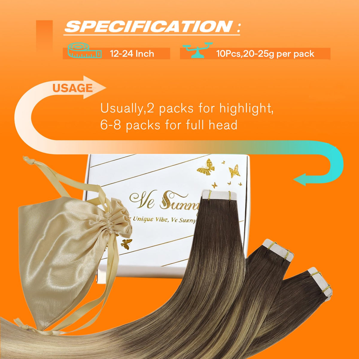 Sunny Hair Tape In Extensions with heat styling tools
