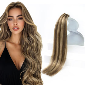 Sunny Hair Tape in Hair Extensions 14 Inch Brown front view