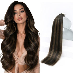 Sunny Hair Tape in Hair Extensions 16 Inch Brown front view
