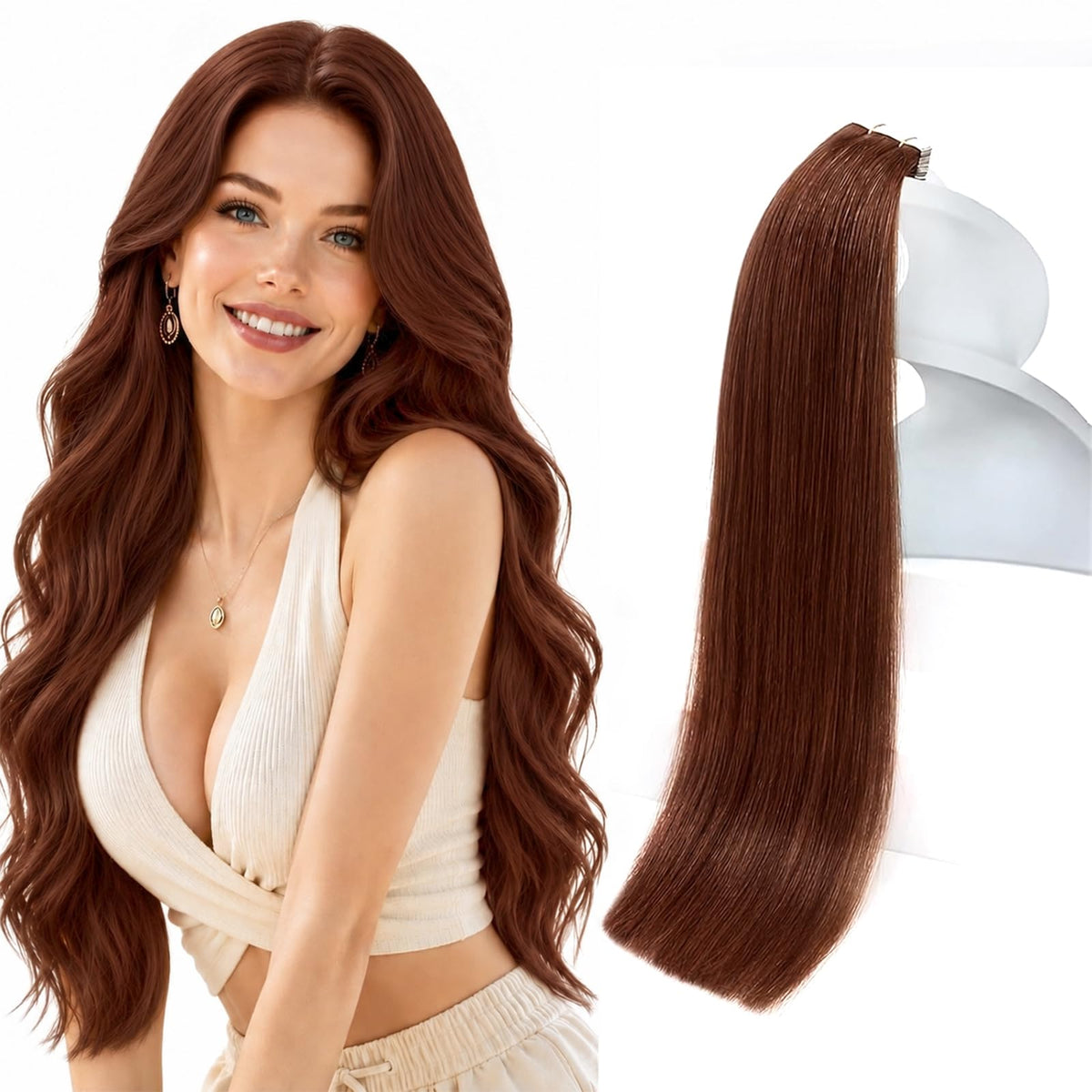 Sunny Hair Tape in Hair Extensions 18 Inch Remy Human Hair front view
