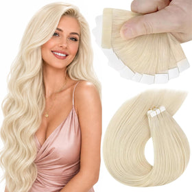 Sunny Hair Tape in Hair Extensions 22-inch bleach blonde front view