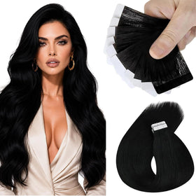 Sunny Hair Tape in Hair Extensions 22in Jet Black front view