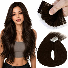 Sunny Hair Tape in Hair Extensions 24in dark brown front view