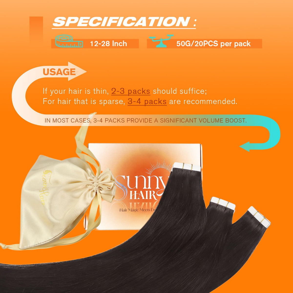 Sunny Hair Tape in Hair Extensions displayed on a table