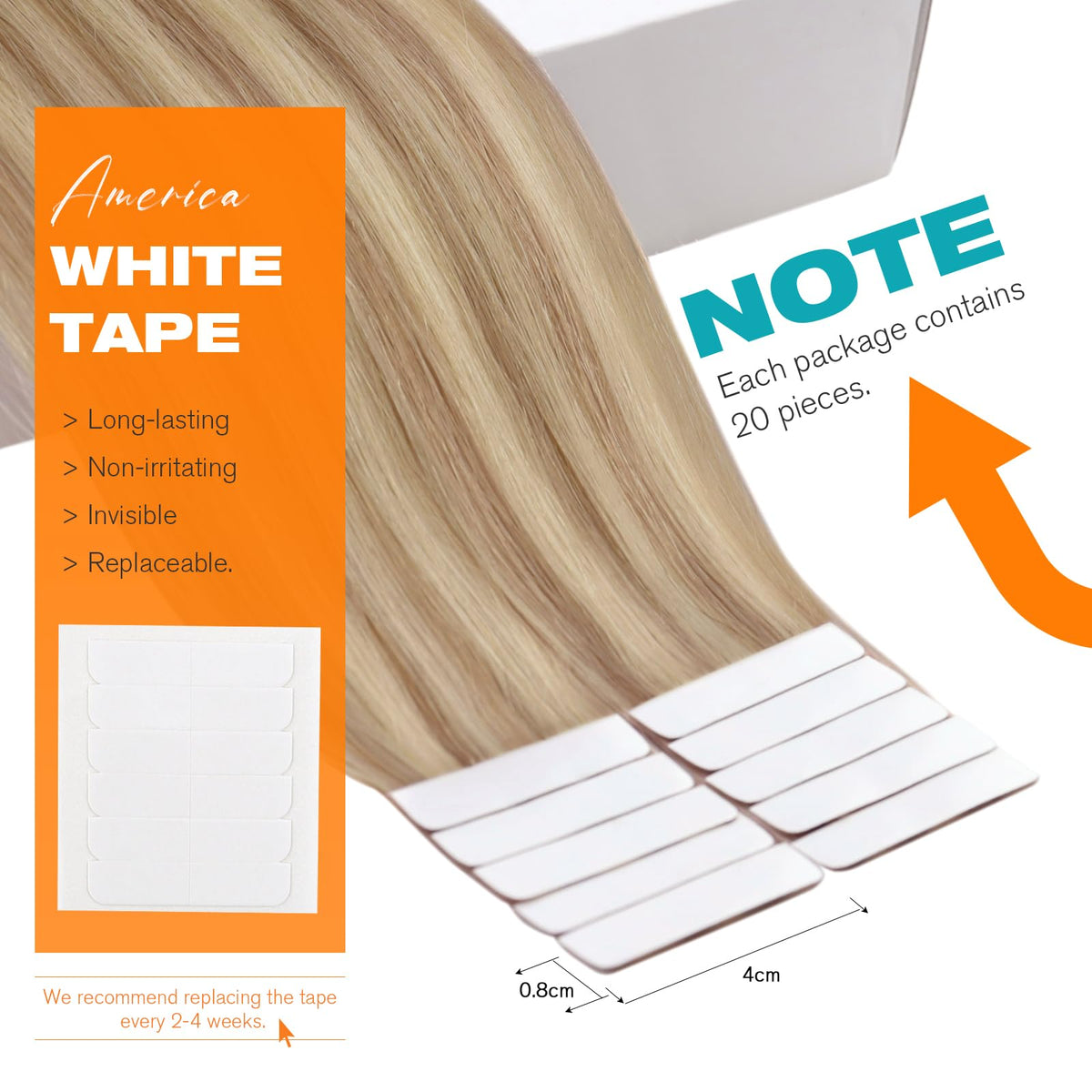 Sunny Hair Tape in Hair Extensions displayed with packaging