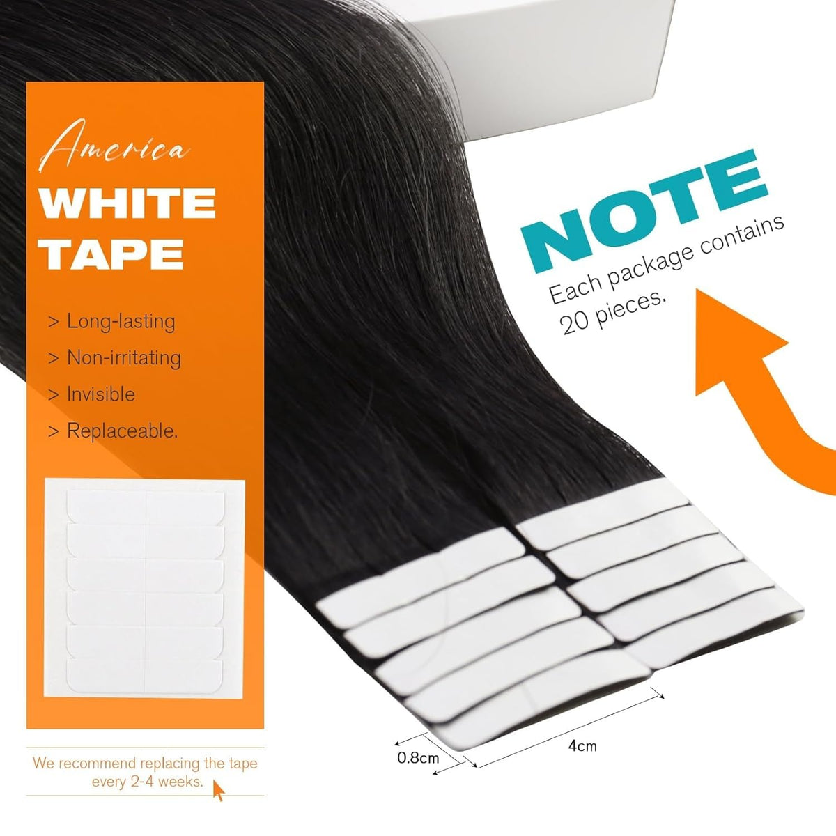 Sunny Hair Tape in Hair Extensions displayed with packaging