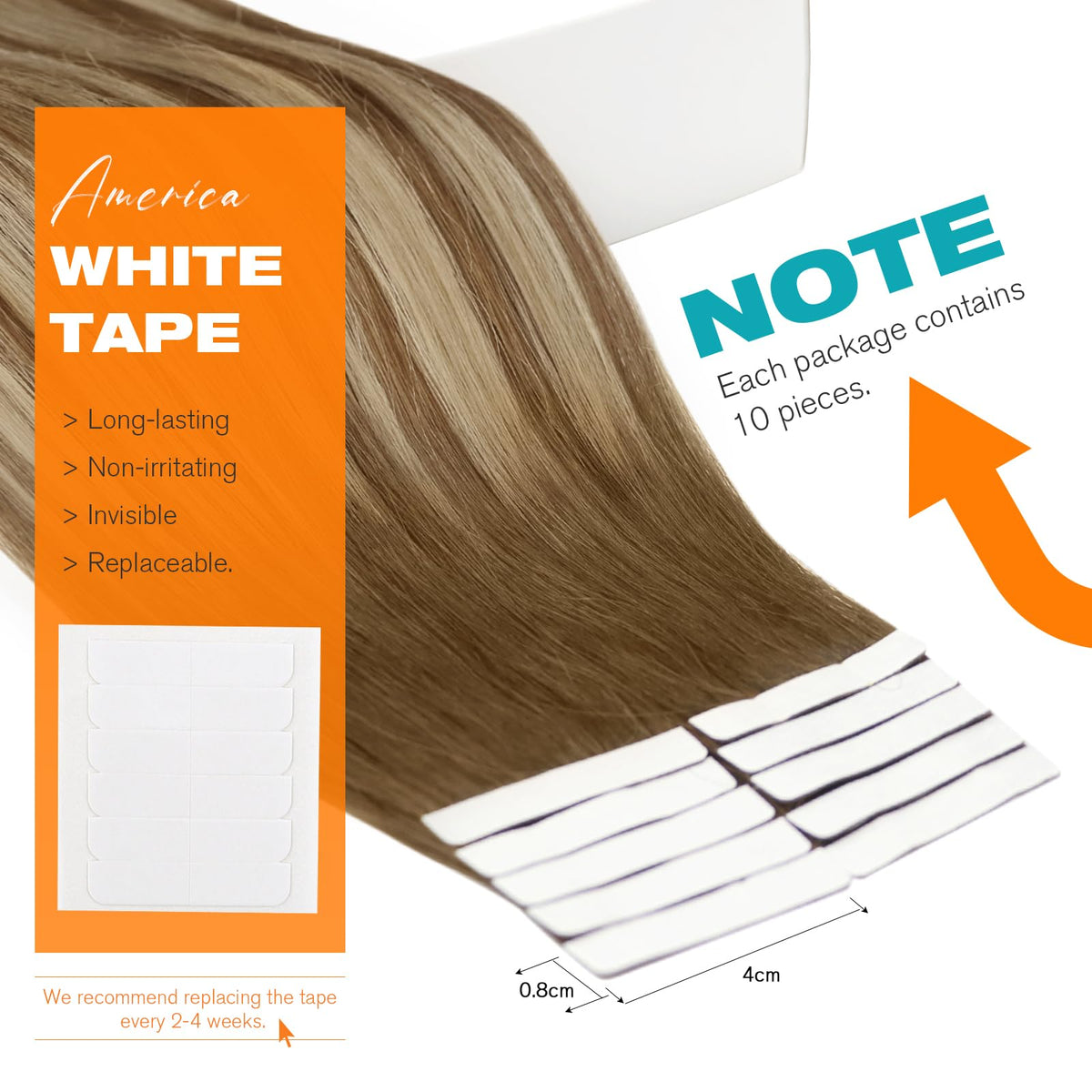 Sunny Hair Tape in Hair Extensions displayed with replacement strips