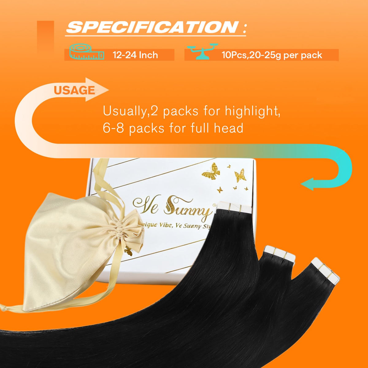 Sunny Hair Tape in Hair Extensions displayed with replacement strips