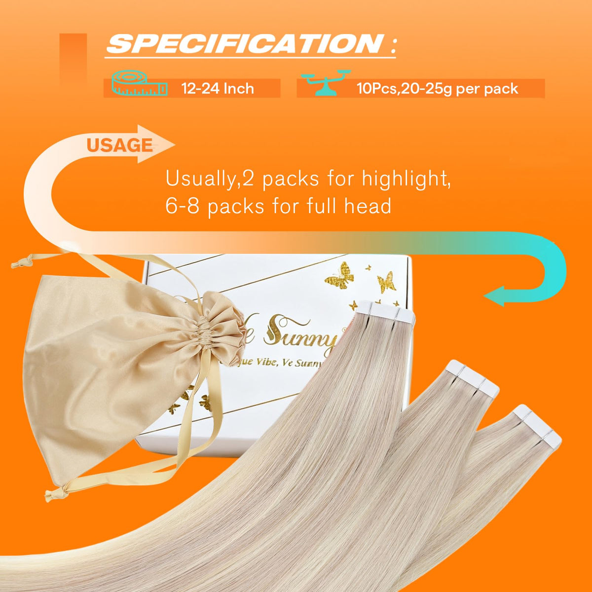 Sunny Hair Tape in Hair Extensions displayed with various hair textures
