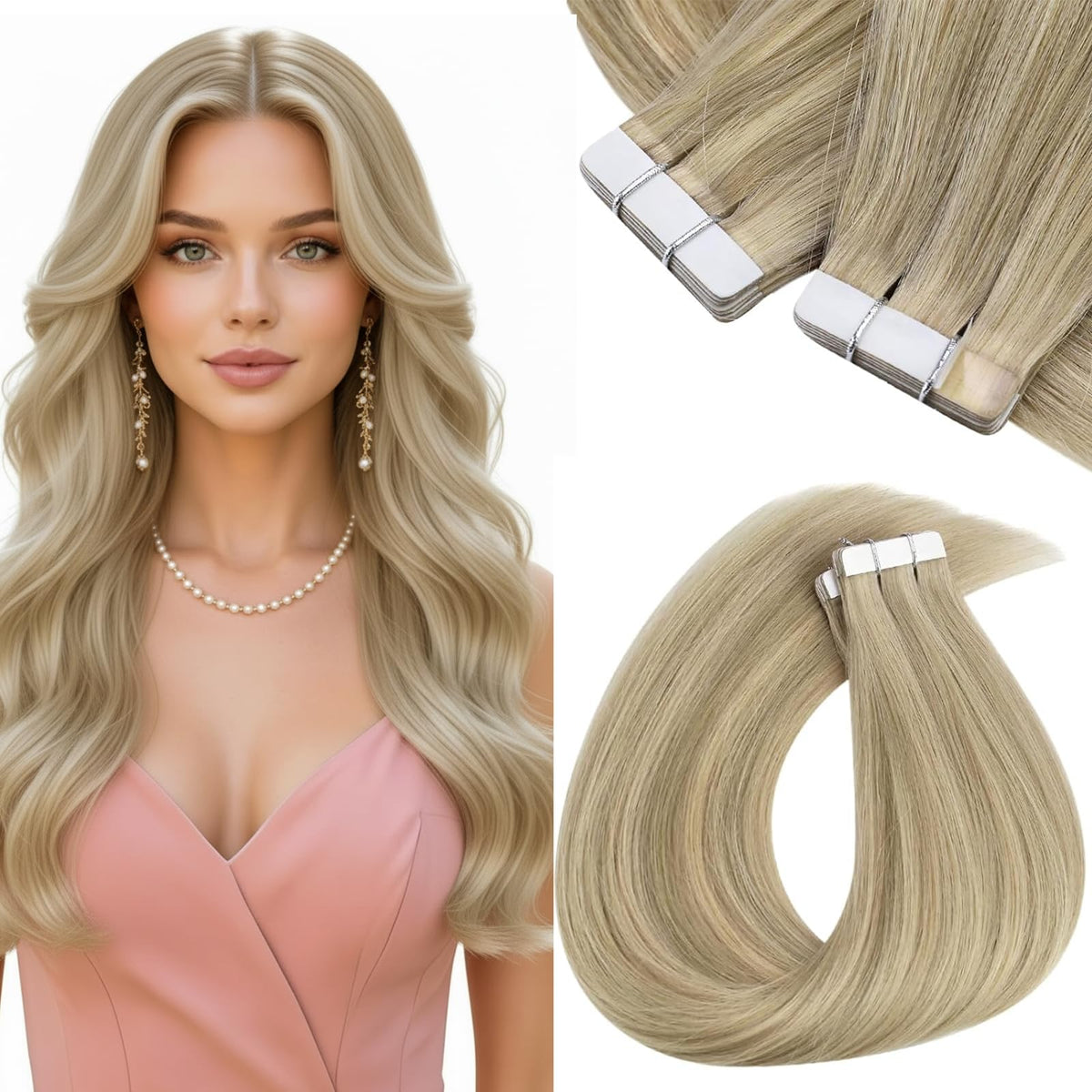 Sunny Hair Tape in Hair Extensions Highlight Blonde front view