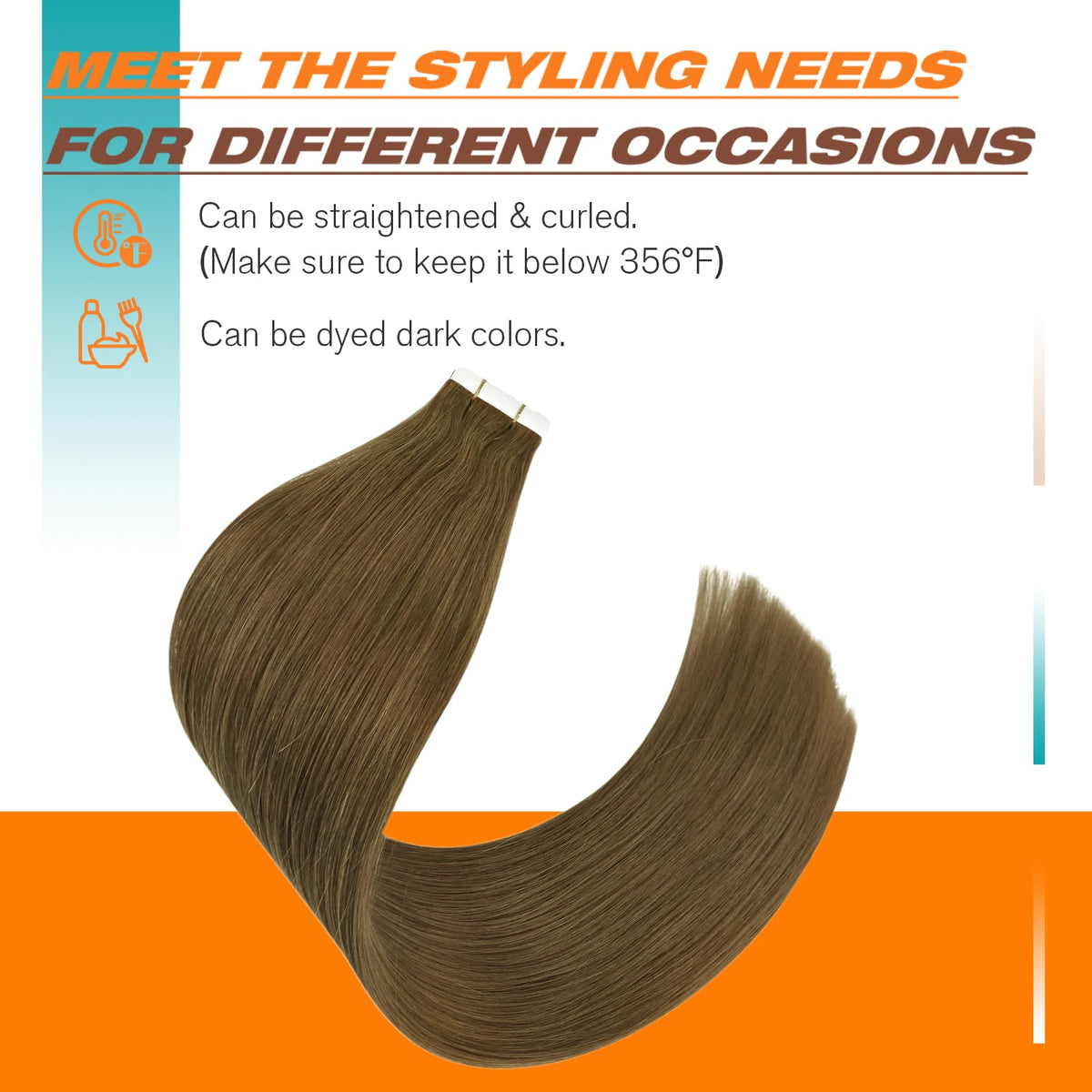 Sunny Hair Tape in Hair Extensions Light Brown styled