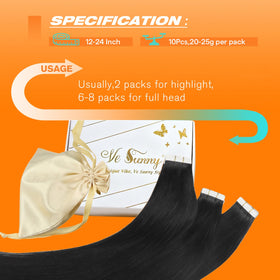 Sunny Hair Tape in Hair Extensions Natural Black in use