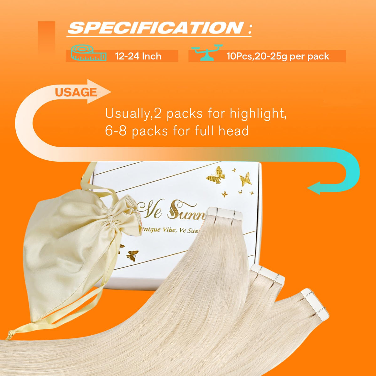 Sunny Hair Tape in Hair Extensions on a model