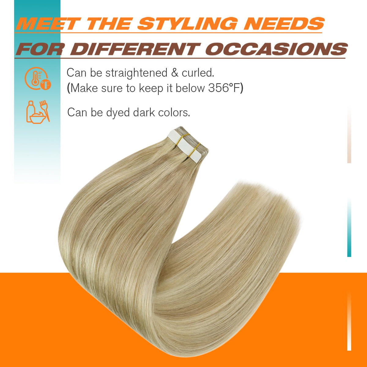 Sunny Hair Tape in Hair Extensions styled wavy