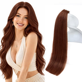 Sunny Hair Tape in Hair Extensions Warm Brown 22 Inch front view