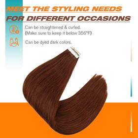 Sunny Hair Tape in Hair Extensions Warm Brown styled on model