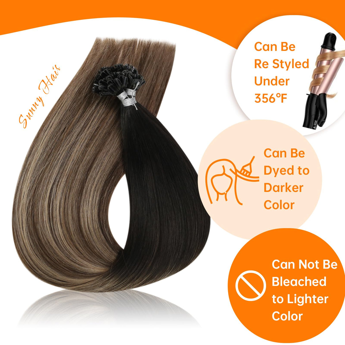 Sunny Hair U Tip extensions displayed with various shades