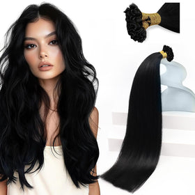 Sunny Hair U Tip extensions in black, 16 inch length