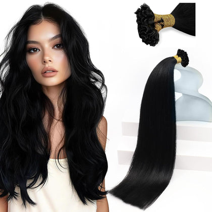 Sunny Hair U Tip extensions in black, 16 inch length